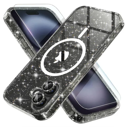 Vista 42 de Choiche Funda para iPhone 15 Pro Max compatible con MagSafe, color negro Purpurina negra