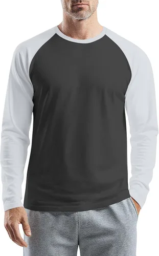 Vista 31 de Camisas de manga larga para hombre, camiseta casual de cuello redondo, suave, elástica, M-3XL