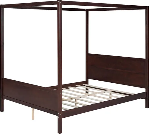 Vista 6 de Harper & Bright Designs Marco de cama moderno tamaño Queen, plataforma de madera con cabecera y estribo, soporte de listones, no necesita somier