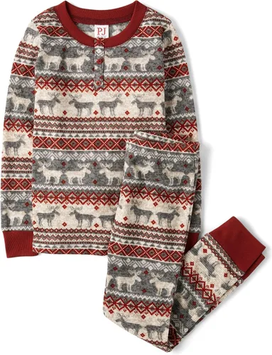 Vista 4 de The Children's Place Family Matching, Plaid Waffle 2 Piece Pajama Sets