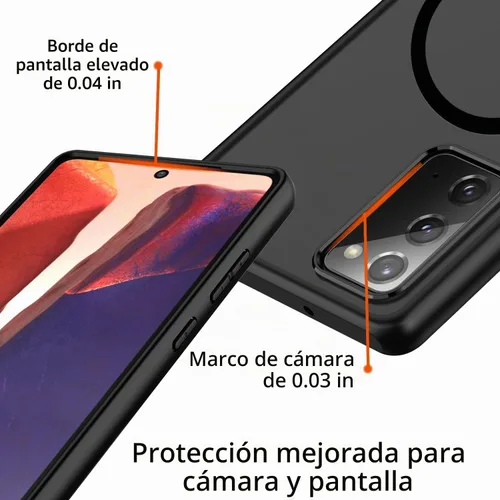 Vista 4 de Funda magnética para Samsung Galaxy Note 20 (6.7 pulgadas), compatible con MagSafe, parachoques de TPU suave + parte trasera transparente