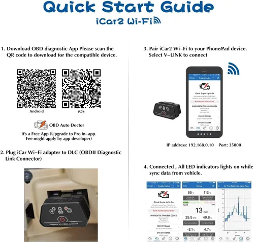 Vista 6 de Vgate iCar2 Adaptador Wi-Fi OBD2 Escáner Herramientas de Escaneo Luz de Chequeo del Motor Herramienta de Diagnóstico para Coche para iOS y Android