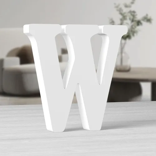 Vista 21 de AOCEAN Letras de madera grandes blancas de 10 pulgadas, letras de madera sin terminar para decoración de pared, letras decorativas de pie