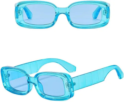 Vista 5 de ADMIRING Gafas de sol rectangulares gruesas, estilo retro de los años 90, para mujeres y hombres, diseño cuadrado grueso pequeño