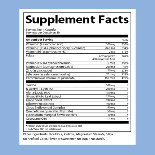 Vista 2 de Doctor's Advantage Suplemento CN2 - 120 cápsulas, suministro para 30 días - Ginkgo Biloba+ y suplementos de taurina con antioxidantes para apoyo al