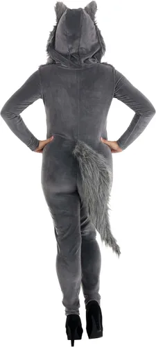 Vista 4 de Womens Grey Wolf Costume Women Wolf Costume Adult Sexy Jumpsuit