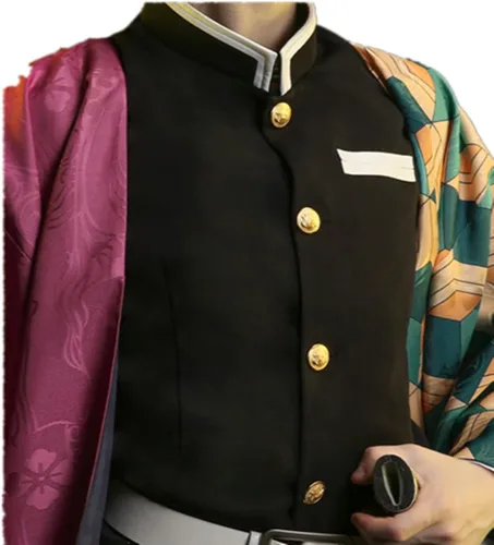Vista 6 de Disfraz de kimono de Demon Tanjiro con arete para cosplay de Shinobu Zenitsu Giyuu Tomioka para mujeres y hombres