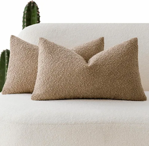 Vista 46 de Foindtower - Juego de 2 fundas decorativas de textura de bucle, fundas de almohada acentuadas, fundas de cojín sólidas, neutrales, para sofá, silla