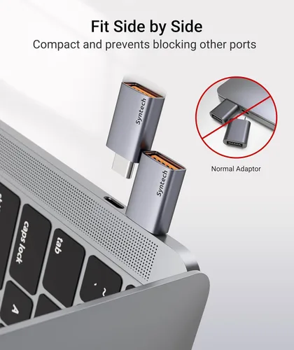 Vista 3 de Adaptador Syntech USB C a USB (paquete de 2), 10Gbps USB3.2 Gen 2 encajado lado a lado, adaptador tipo C macho a A 3.2 hembra compatible con iPhone