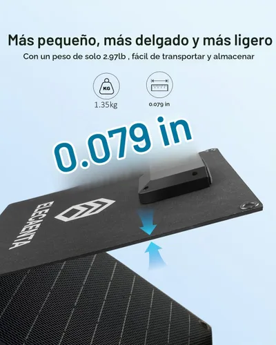 Vista 3 de ELECAENTA Panel solar de 40 W, USB C, salida USB A y CC de 18 V, impermeable IP68, cargador solar ETFE portátil plegable compatible con iPhone