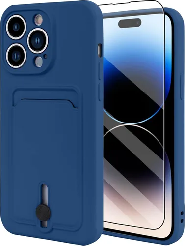 Vista 60 de MZELQ Cartera de TPU Compatible con Funda iPhone 12, Portarjetas Protección de Cámara Cubierta + Protector de Pantalla, Ranura Empujable para Niñas