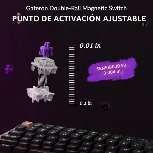 Vista 4 de Keychron K4 HE - Teclado mecánico inalámbrico compacto 96% con efecto Hall con teclado numérico, interruptor magnético, activación rápida, RGB