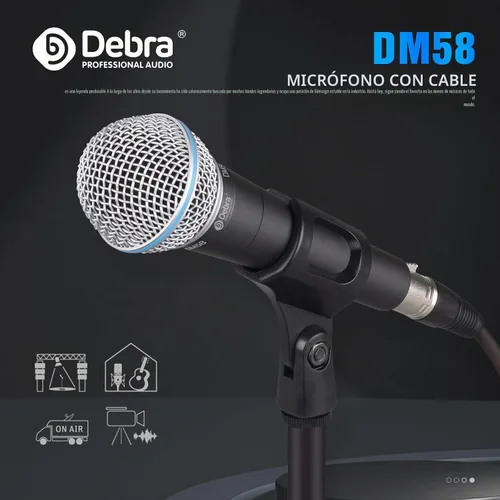 Vista 5 de D Debra Micrófono dinámico con cable, micrófono de mano vocal dinámico cardioide con clips de micrófono, adecuado para altavoces, máquina de canto