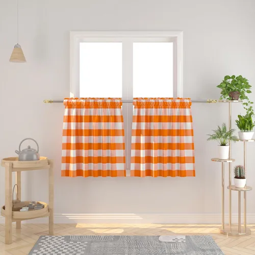 Vista 213 de Cenefas de cortina para ventana de 16 pulgadas de largo, 2 paneles de cuadros búfalo, cortinas pequeñas con bolsillo para barra, estilo clásico