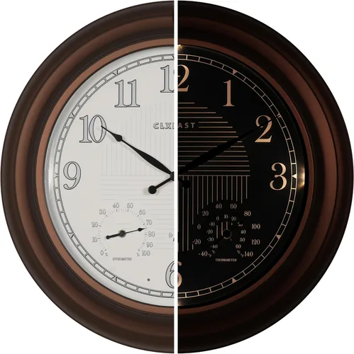 Vista 13 de CLXEAST Reloj de pared atómico iluminado/al aire libre de 14" resistente al