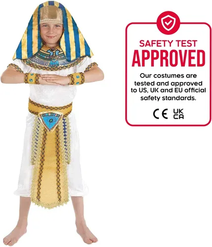 Vista 4 de Fun Shack Disfraz egipcio para niños rey Tut Ra faraón egipcio Anubis Dios momia disfraz de Halloween para niños y niñas talla M L XL