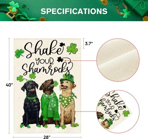 Vista 5 de AVOIN colorlife Shake Your Shamrocks - Bandera de casa del día de San Patricio, de 28 x 40 pulgadas, doble cara exterior, diseño de trébol