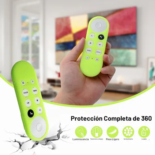 Vista 2 de Paquete de 2 fundas de silicona brillantes para Chromecast Google TV Remote Verde resplandor + azul brillante
