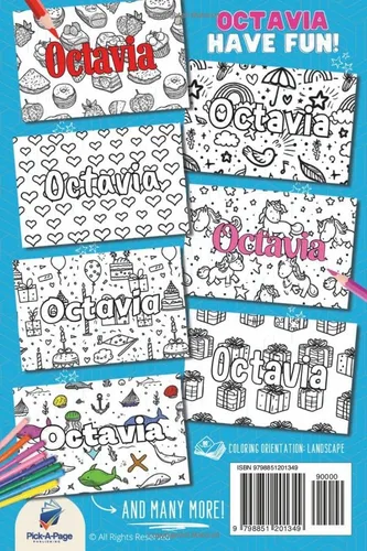 Vista 2 de Octavia Coloring Pages Wow-Effect! Your name on every page - Octavia coloring book - 6x9" - 50x Octavia coloring page - Fantastic Gift