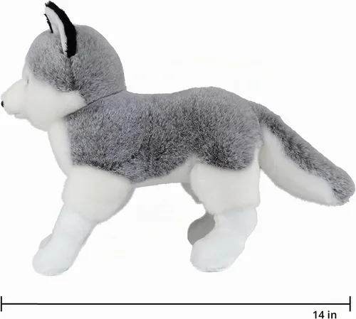 Vista 2 de Juguete de peluche de oso de rey de hielo Husky siberiano, 14 pulgadas de longitud