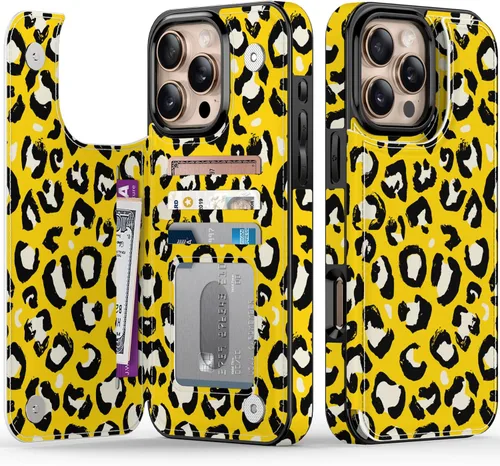 Vista 103 de LETO para iPhone 15 Pro Funda tipo cartera - Tapa tipo folio con patada - Diseños de moda - Tarjetero - Funda protectora para mujeres y niñas - 6.1