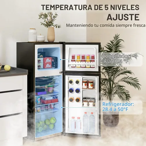 Vista 4 de HOMCOM Mini refrigerador de 4 pies cúbicos con congelador con puerta