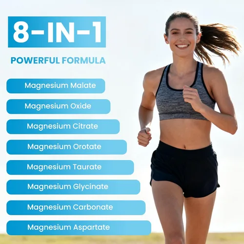 Vista 3 de Gomitas de complejo de magnesio 8 elementales de 1000 mg – Glicinato de magnesio, citrato, malato, taurato, apoya los huesos, los músculos, la salud
