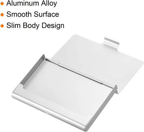 Vista 5 de PATIKIL Portatarjetas de visita, paquete de 2 fundas de bolsillo profesional de metal de aluminio para tarjetas de nombre y crédito, negro y plateado