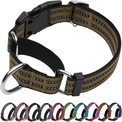 Vista 12 de Martingale - Collar reflectante de nailon ajustable con hebilla de liberación rápida, collares de entrenamiento para perros pequeños, medianos