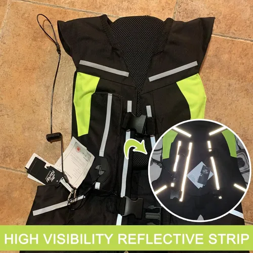 Vista 3 de Chaleco de airbag para motocicleta para hombres y mujeres, chaqueta de equitación con airbag de motocross con tira reflectante, airbag para moto