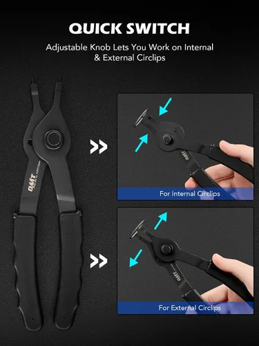 Vista 5 de Orion Motor Tech Juego de 10 piezas de alicates de anillo a presión, alicates de círculo internos y externos con alicates doblados y rectos, pinza