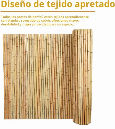 Vista 6 de Rollo de valla de bambú natural de 4 pies x 6 pies, valla de privacidad exterior de bambú, paneles de pantalla de privacidad natural para jardín, al