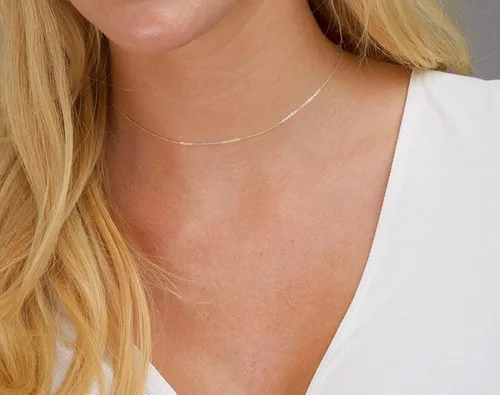 Vista 5 de Jewelry Affairs Collar de cadena de cuerda de oro macizo real de 14 quilates, 0.020 in
