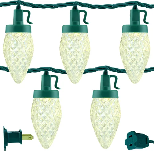 Vista 14 de YULETIME Tira de luces LED multicolor C9 fresa para Navidad, 68 pies 100 unidades con espaciado de 8" impermeable, luz de cadena festiva
