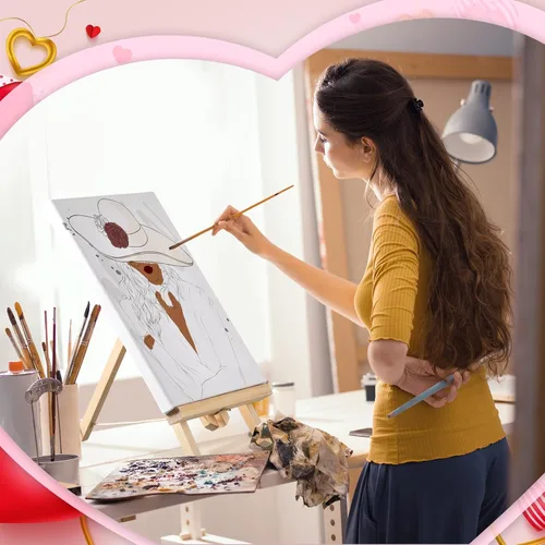 Vista 4 de Zhanmai Kit de 112 Piezas para Beber y Pintar para Adultos Noche de Cita Kit de Pintura de Lienzo Predibujado para Parejas Arte de Pintura en Lienzo