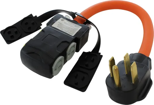 Vista 8 de AC WORKS Cable adaptador hembra doméstico de 4 clavijas de 220 voltios a 120 voltios y 15/20 amperios