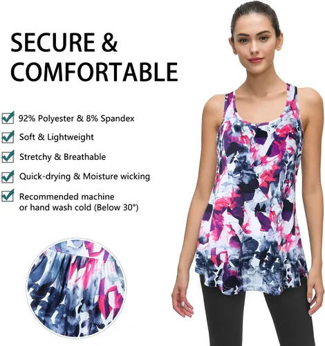 Vista 41 de Cestyle - Camiseta sin mangas para mujer, cuello redondo, corte holgado, para entrenamiento