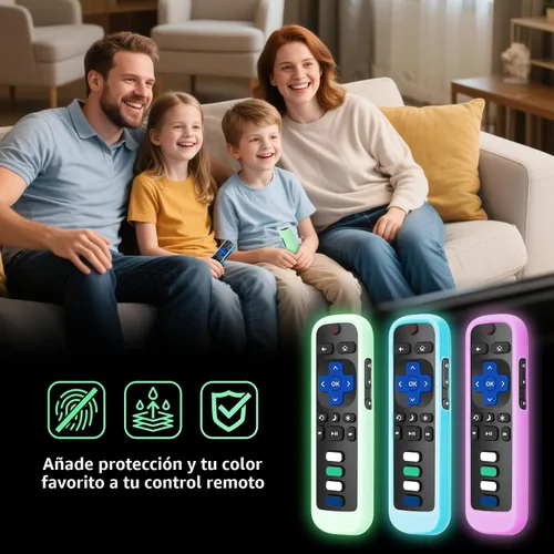 Vista 7 de Funda protectora de silicona para Roku, compatible con todos los controles remotos de TV Roku que brilla en la oscuridad, color azul y verde