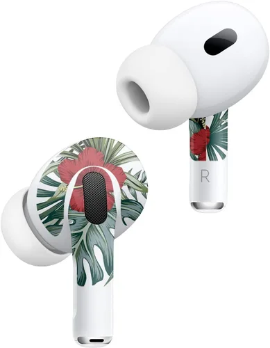 Vista 2 de MightySkins - Fundas compatibles con Apple AirPods Pro 2 - Hibisco tropical Funda protectora de vinilo duradera y única Fácil de aplicar, quitar
