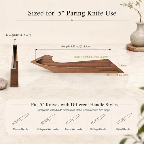 Vista 6 de FINDKING Protector de borde magnético con soporte, cubierta de hoja de madera de nogal y mini bloque de cuchillos para almacenamiento de encimera