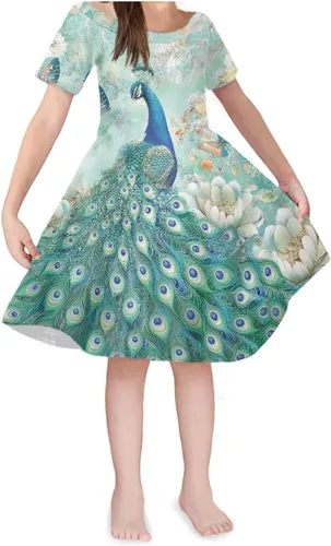 Vista 14 de SEANATIVE Vestido de manga corta para niñas de 3 a 14 años Black Bow Ghost