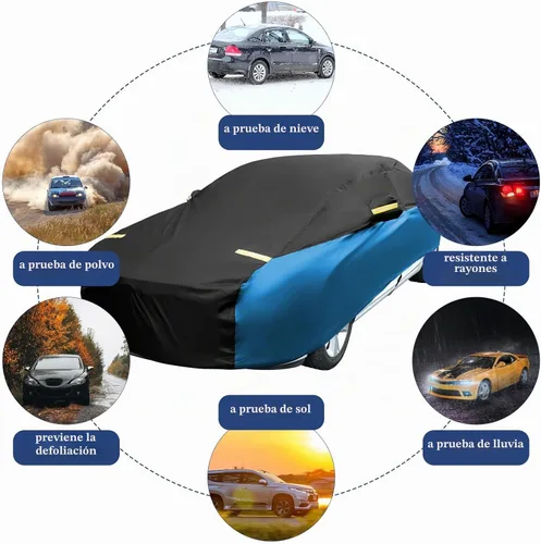 Vista 5 de Riakrum Funda completa impermeable para todo tipo de clima, para automóviles, resistente al viento, a la lluvia, protección UV, resistente a