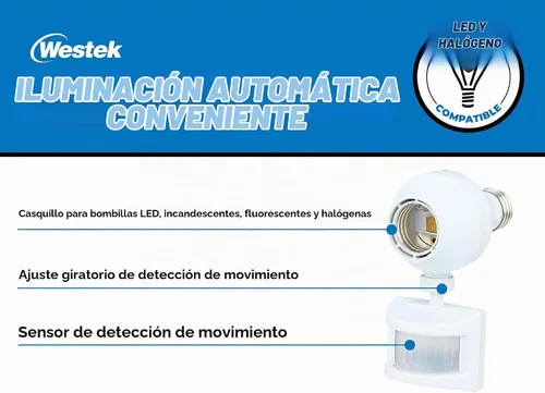 Vista 4 de Westek OMLC3BC-4 OMLC163BC Control de luz con detección de movimiento, blanco