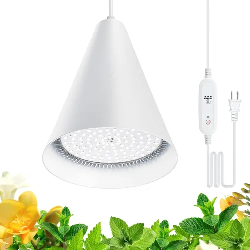 Vista 10 de Bstrip Luces de cultivo de doble cabezal de 50 W para plantas de interior de espectro completo de 3000 K, bombilla LED negra con temporizador