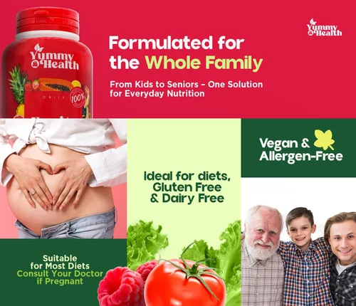 Vista 5 de Yummy & Health Cápsulas de frutas y verduras - Más de 33 superalimentos enteros de frutas y verduras 90 frutas + 90 cápsulas vegetales Vegano