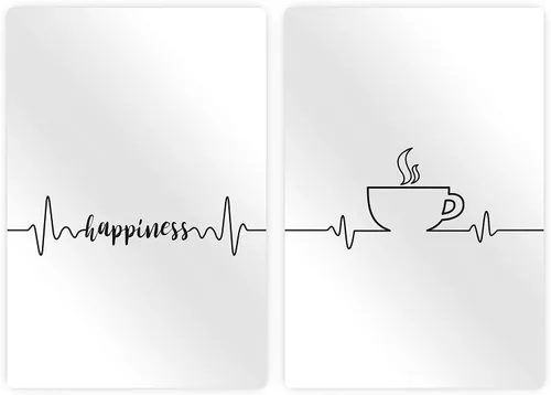 Vista 2 de HB Art Design Coffee Happiness Line Art 2 Panel Metal Print Set Wall Art Coffee Bar Decor Coffee Signs Kitchen Wall Decor Dining Room Restaurant
