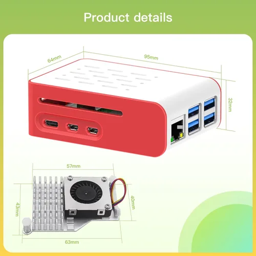 Vista 9 de Kit básico de iRasptek para Raspberry Pi 5 RAM 4GB con carcasa Pi 5 y refrigerador activo
