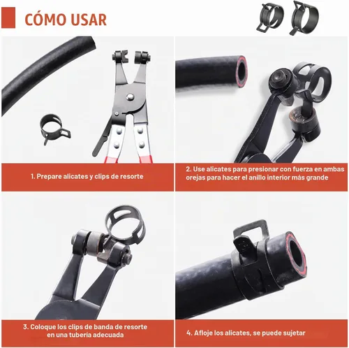 Vista 4 de AKIHISA 75Pcs Kit surtido de abrazaderas de manguera de banda de resorte de 19-38mm con llaves de abrazadera de manguera, 13 tamaños de clip
