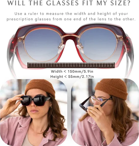 Vista 4 de BLUE CUT Gafas de sol polarizadas para mujer, con estilo protector solar con clip sobre gafas graduadas