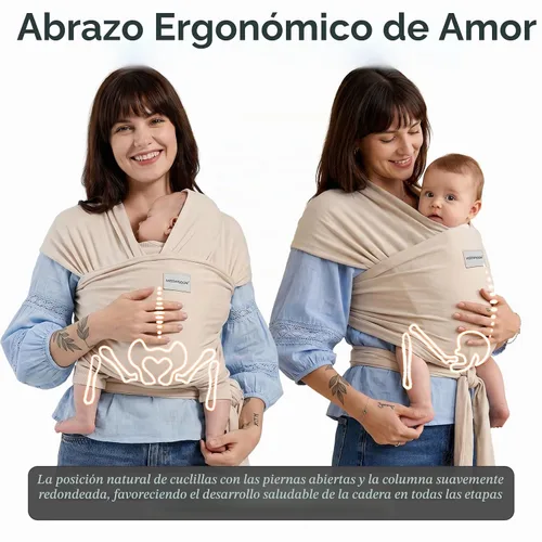 Vista 4 de MISSWISDOM Fulares portabebés, Canguro portabebés para recién nacidos de 3 a 16 kg, Envoltura para llevar bebés, Canguro portabebés para recién Beige